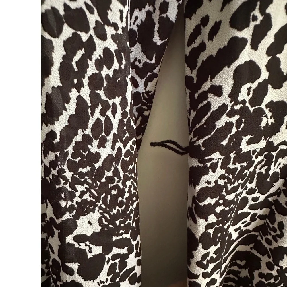 Michael‎ Kors Leopard Midi Dress XS Chiffon Black White Mob Wife Vacation Glam